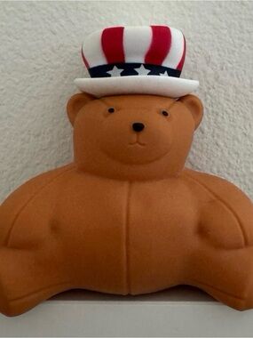 Patriotic Bear Plush Toy - Red, White & Blue Hat squeeze viral